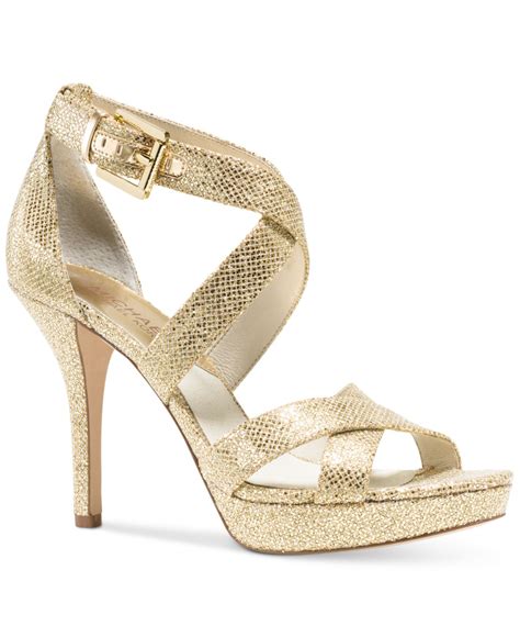 michael kors shoes with gold with gold zipper size 5|Michael Kors sandals with heel.